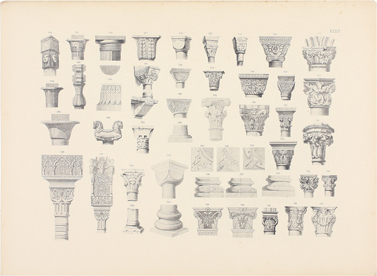 Гражданская архитектура. Части зданий. Атлас чертежей (на 115 листах 2221 чертеж) / Сост. инженер-архитектор М.Е. Романович. СПб.: Худож. фототипия А.И. Вильборга, [1895?].